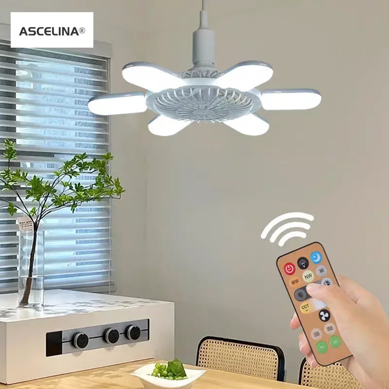 New sunflower LED fan light foldable easy to carry six blades fan light for bedroom living room camping patio ceiling fan light