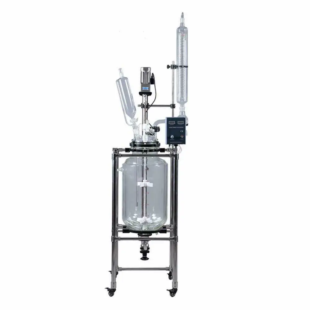 20L Double-Layer Glass Jacket Reactor Jacketed Mixing Reactor Decarboxylation