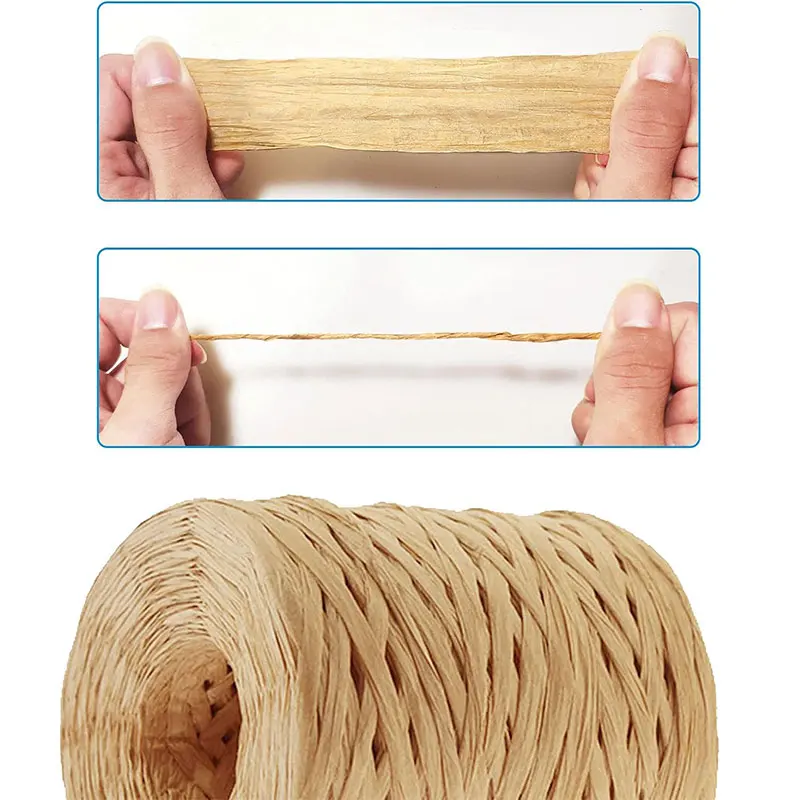 218Yards Raffia Paper Craft Ribbon Packing Paper Twine Raffia Yarn Knitted Paper Rope DIY Craft Festival Gift Wrapping 1/4Inch