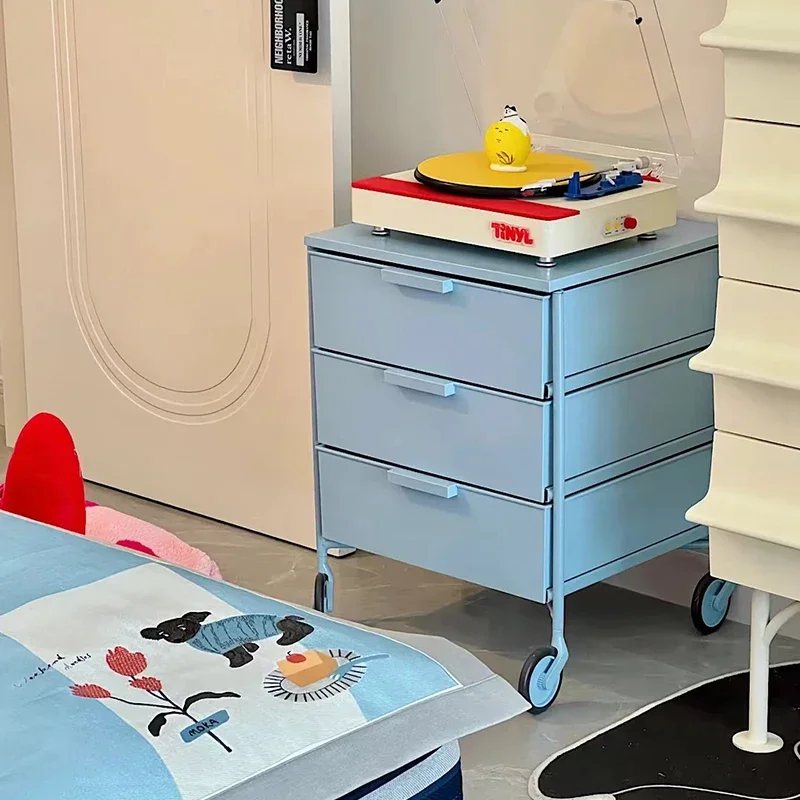 

Wheels Pull Out Nightstand Organiser Nordic Portable Cute Bedroom Bedsides Table Cabinet Storage Design Cabeceros Furniture