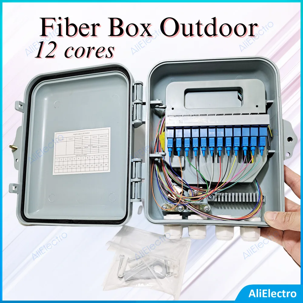 Caja de terminales de fibra óptica para interiores y exteriores, distribución de fibra óptica montada en la pared, UPC SC/LC/FC, 12 núcleos