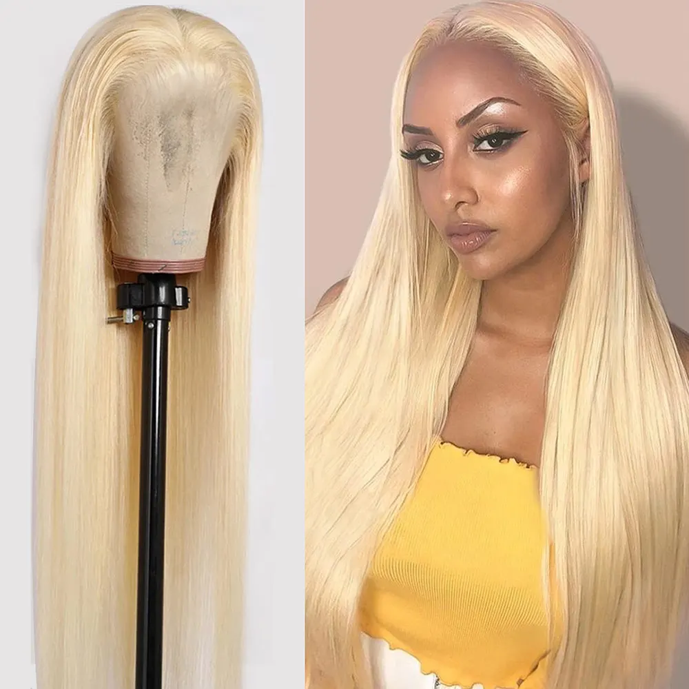 

613 Honey Blonde Straight 13x4 Hd Transparent Lace Frontal Wig Color 13x6 Lace Front Remy Human Hair Wigs For Women 30 32 Inch