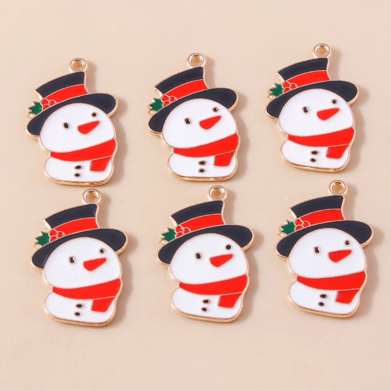 20 Stück gemischte Cartoon-Emaille-Weihnachts-Schneemann-Anhänger für Schmuckherstellung, Ohrhänger, Halsketten, DIY-Bastelzubehör, Geschenk – Detail 24