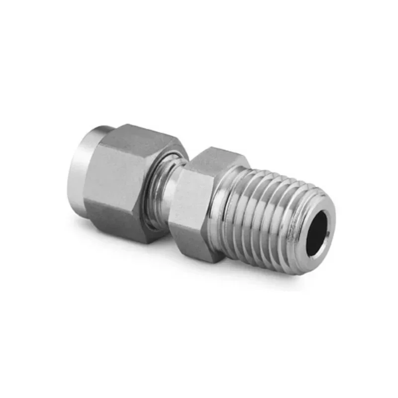 Swagelok NPT male to metric ferrule 316SS instrument ferrule through end point connector