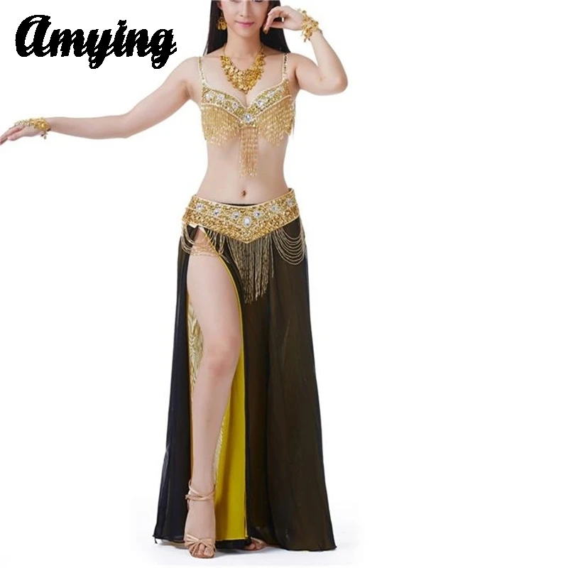 Women Belly Dance Costumes Belly Dance High-end Stage Performance Costume Set Ladies Dance Practice Clothes Bra+Blet+Skirt Set