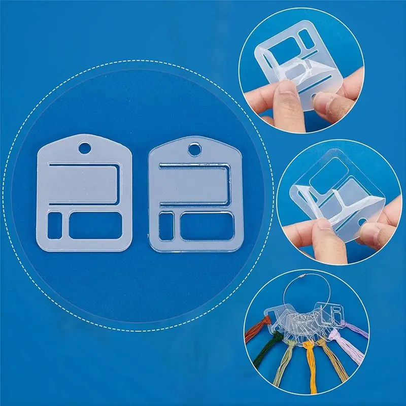 B84B 30 Pcs Acrylic Embroidery Floss Drop, Clear Thread Organizers, Slim Floss Bobbins, for Cross-Stitch, Sewing, DIY for Craft
