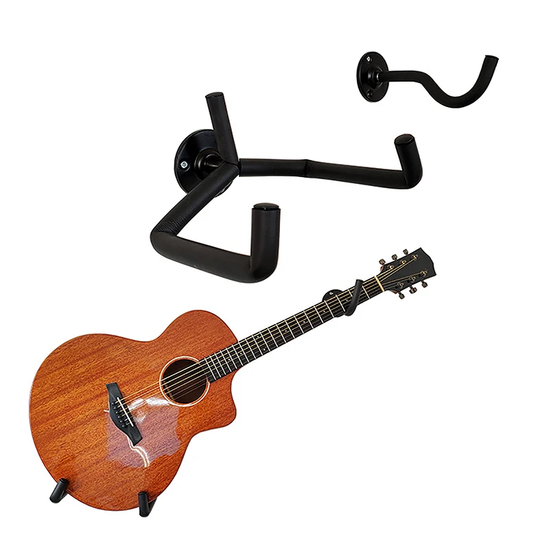 1PC Horizontal Black Metal Guitar Wall Mount Hanger Stand For Acoustic Guitar Bass Violins Mandolins Slat Display Support