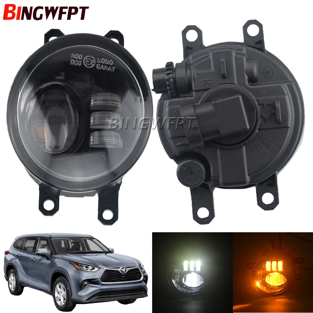 

1pair Car Right + Left LED Fog Light Assembly For Toyota Highlander 2020 2021 Fog Lamp Daytime Running Light