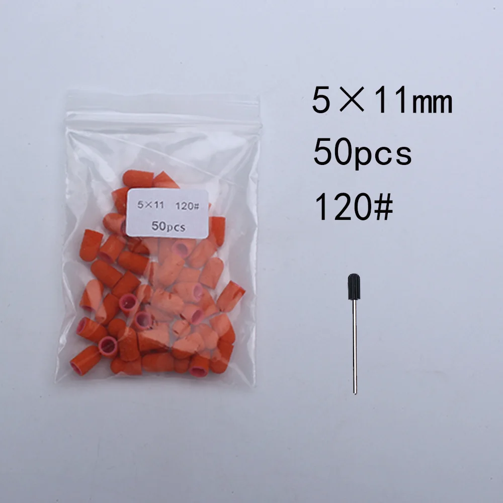 50 Stück Nagelschleifkappen mit Gummi-Pediküreblock – elektrische Bohrer für Fußnägel und Polieren.