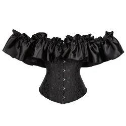 Ruffled Sleeves Overbust Corset Top Plus Size Women Bustier  Body Shapewear Lace up Floral Lingerie Vintage Victorian