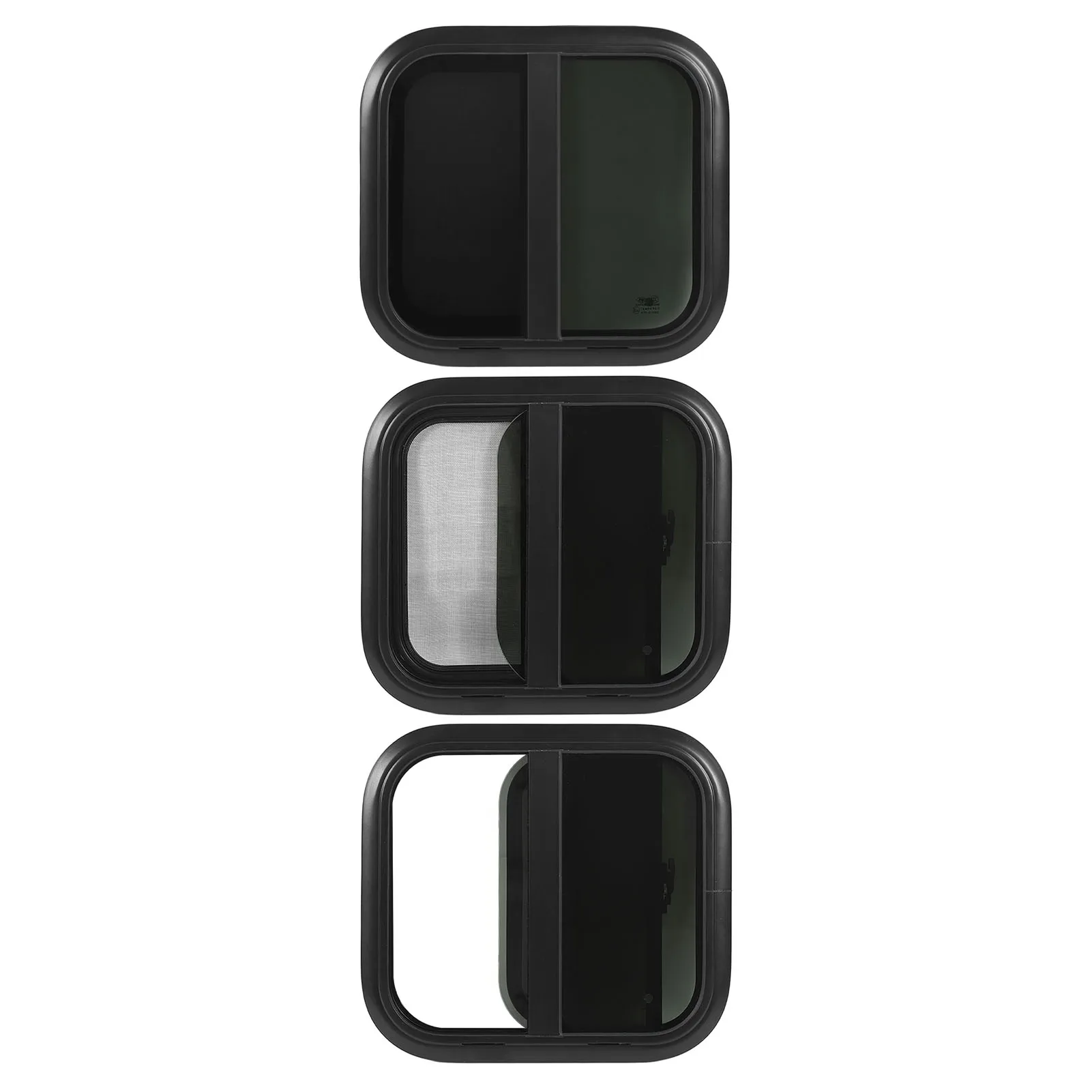 500x450mm Rounded Sliding Window Aluminum Alloy Black with Movable Insect Screen UV Resistant for Caravan Camper RV-26-31mm Wall