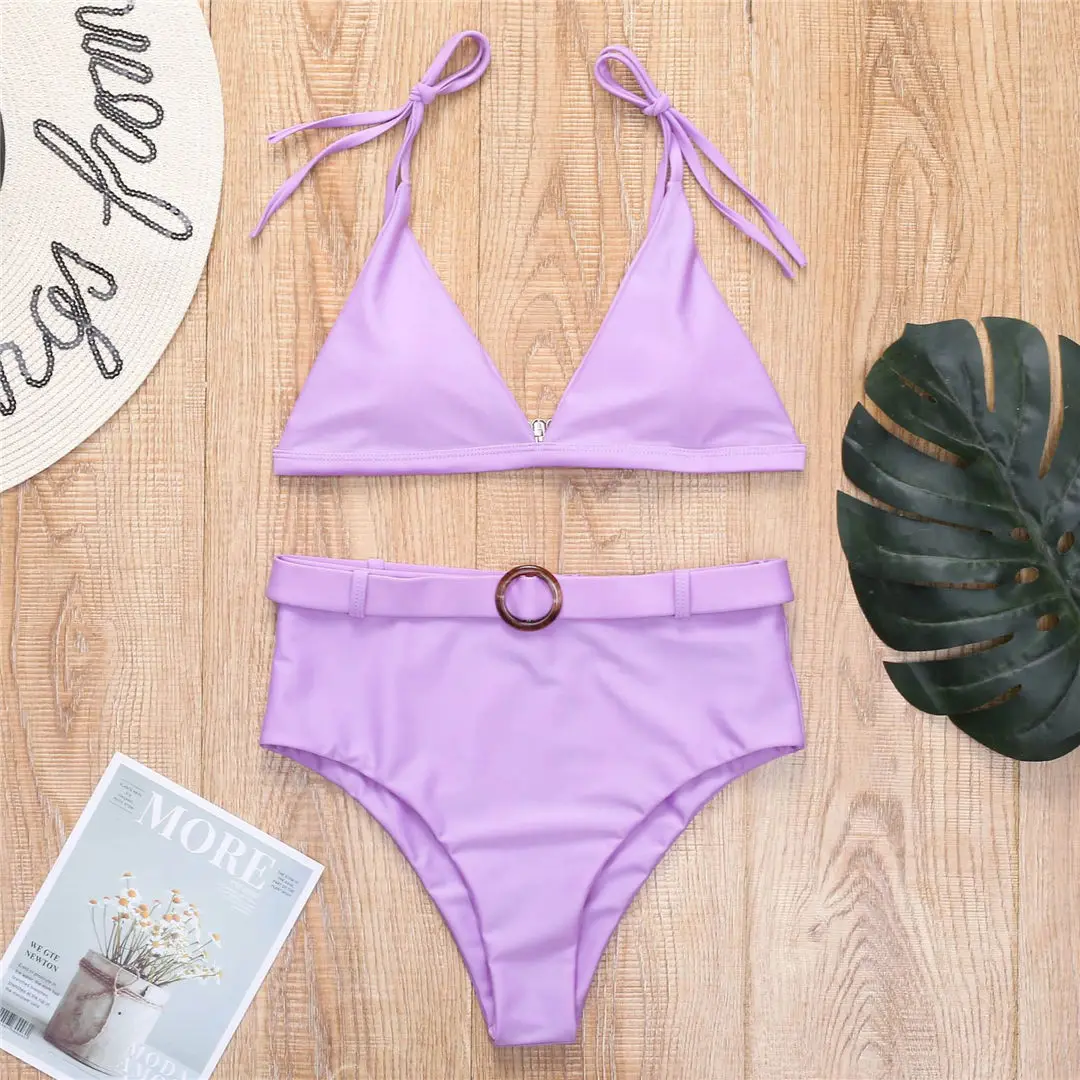 4 Farben Damen-Badeanzug High-Waist-Bikini 2026 Damen-Bademode Zweiteiliges Bikini-Set mit Gürtel Badeanzug Schwimmanzug V2359 – Detail 7