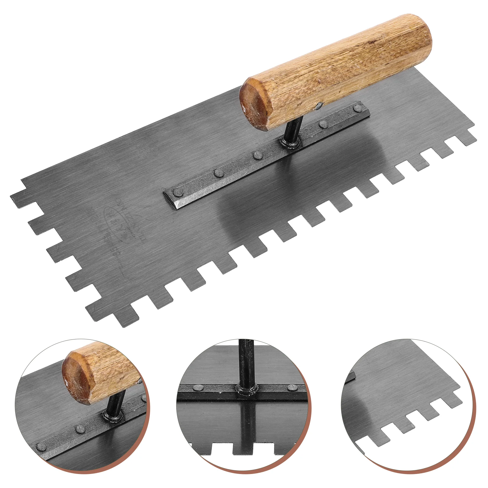 Trowel Tile with Wooden Handle Tools Heavy Concrete Finishing Masonry Steel Margin Flat Brick