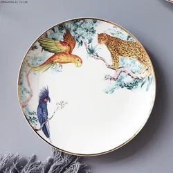 Ceramic Western Food Plate Creative Jungle Animal Bone China Plate Phnom Penh Tableware Household Round Plate 8 Inch 10 Inch