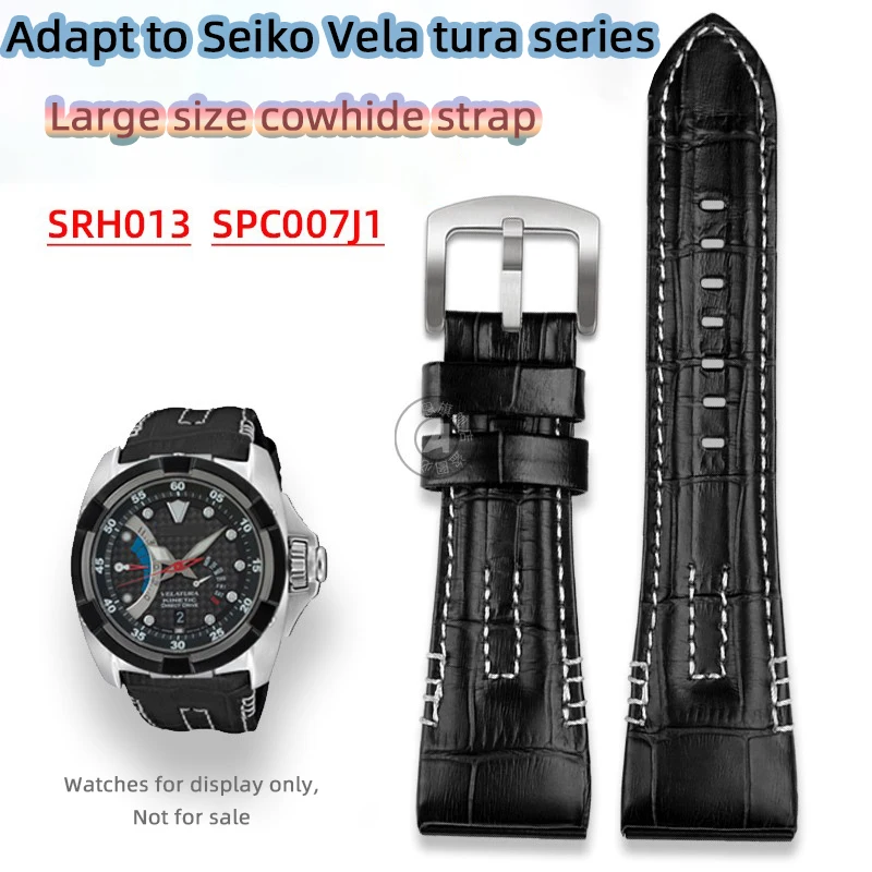 

For SEIKO Men's Leather Watch Strap VELATURA Series Cowhide Watch Chain SRH006 Accessories SPC007 Large Size Black Brown 26mm