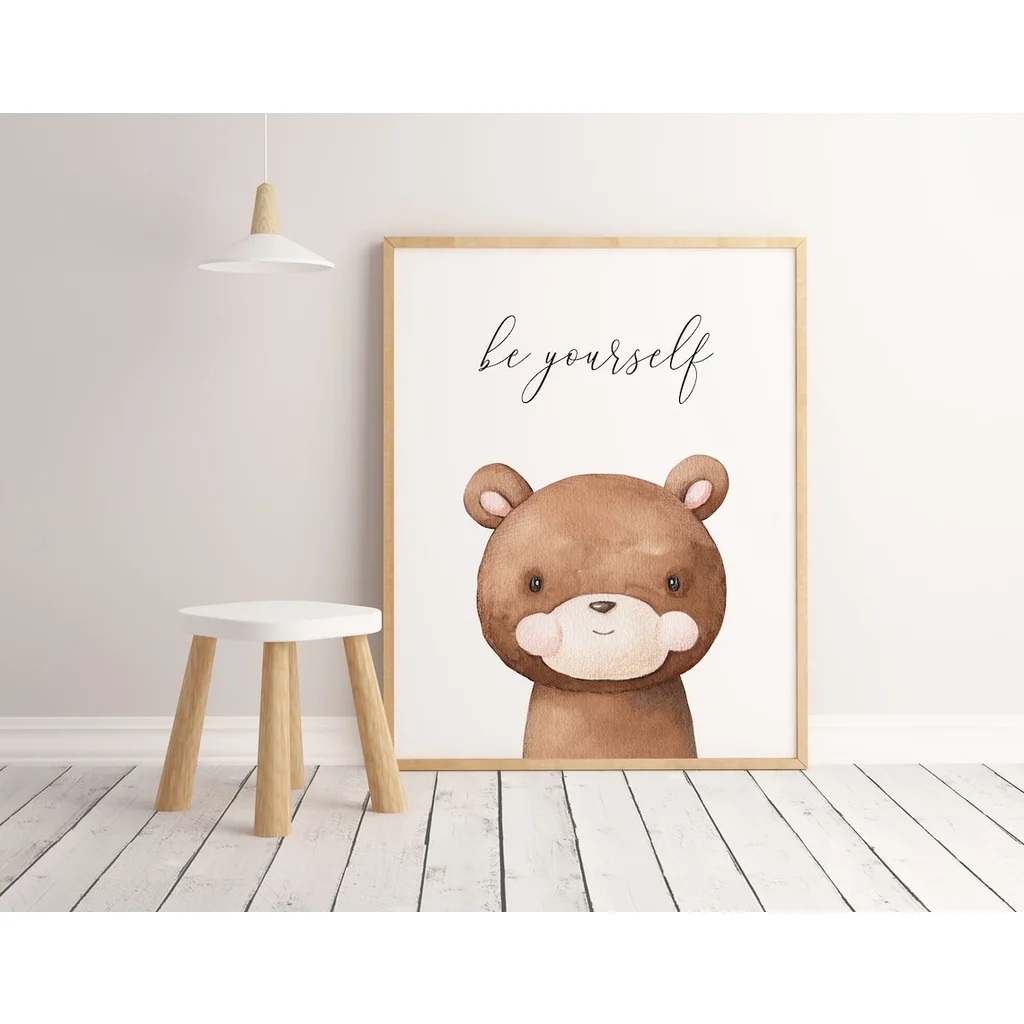 1pc frameless Canvas Painting Nursery Prints Animal Decor Toddler Room Cute Cartoon Inspirational Quote Canvas Painting Posters