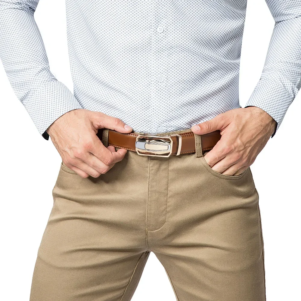 Men Belt Genuine Leather Brand Belt Car Automatic Buckle Belt Cow Strap Sports Fashion Waist Strap Black Male Belts for Men