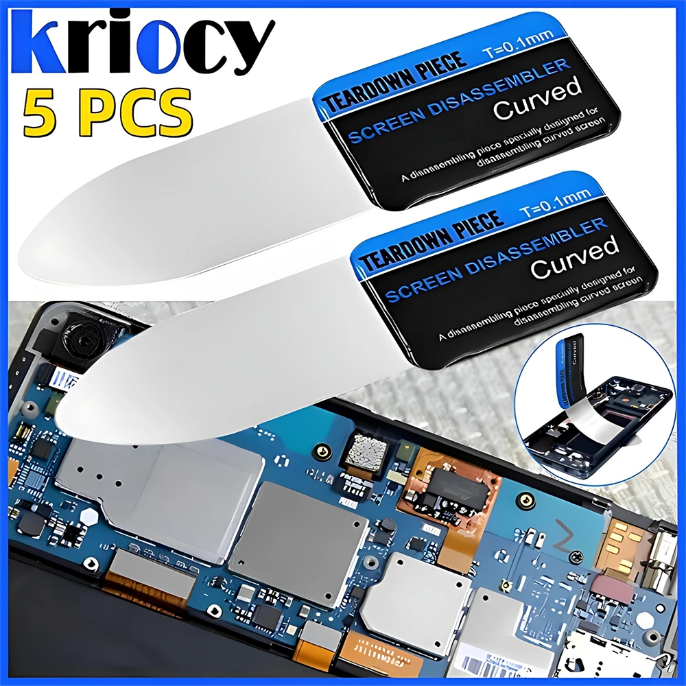 Spudger tela LCD curvo, Abertura do telefone móvel Pry Card Tools, Ultra fino, flexível, desmontar metal de aço, 1-5pcs