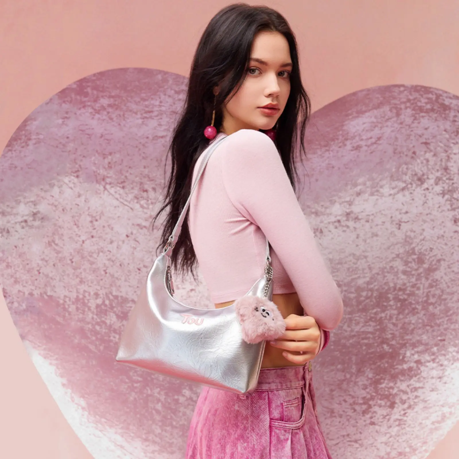 TOUTOU Women Tote Bag Original Unique High End Silver Underarm Shoulder Bag Versatile and Fashionable Clay Handbag PU Leather