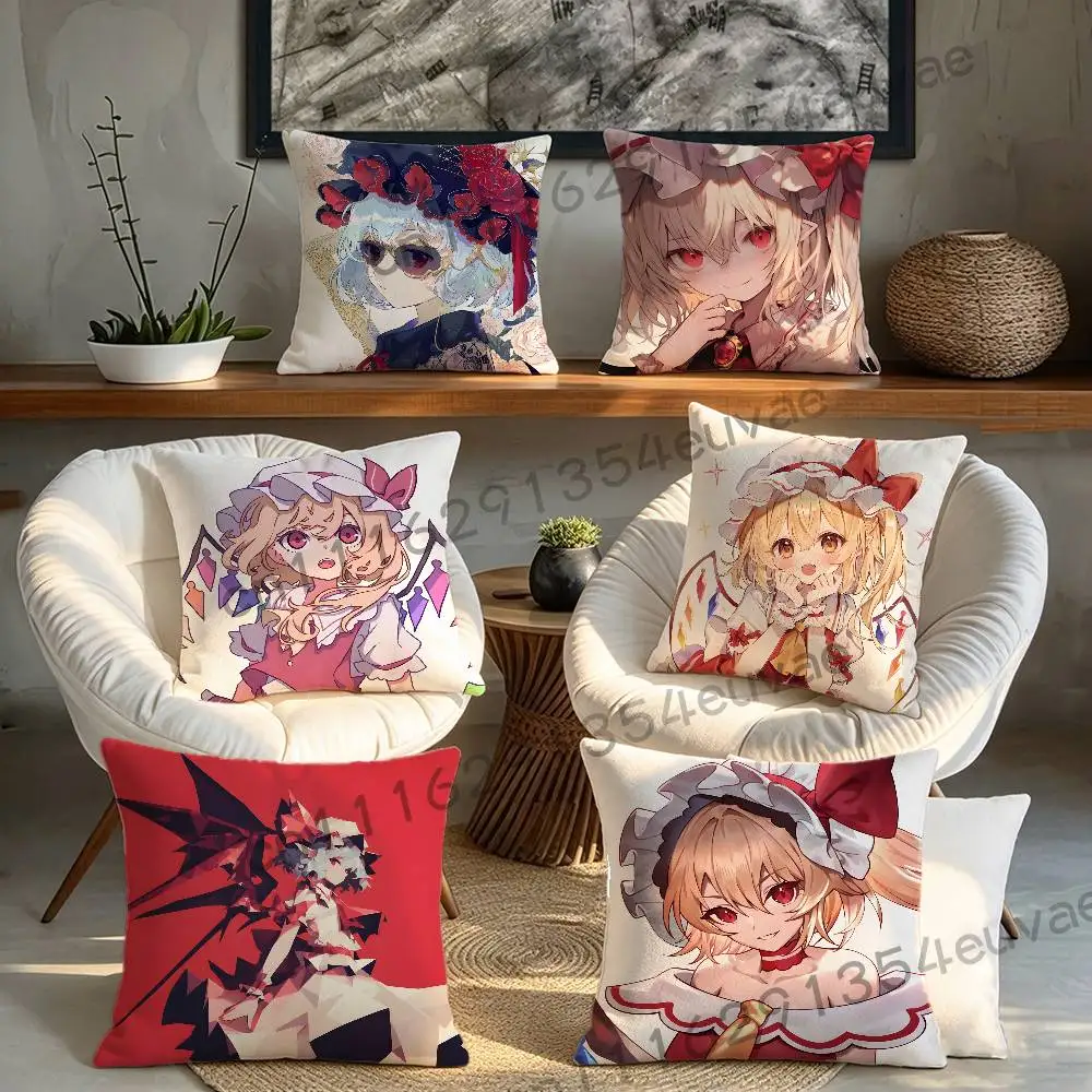 F-Flandre Scarlet Game Devil Decorative Pillowcase Square Pillowcase Home Office Decorative Cushion Cover