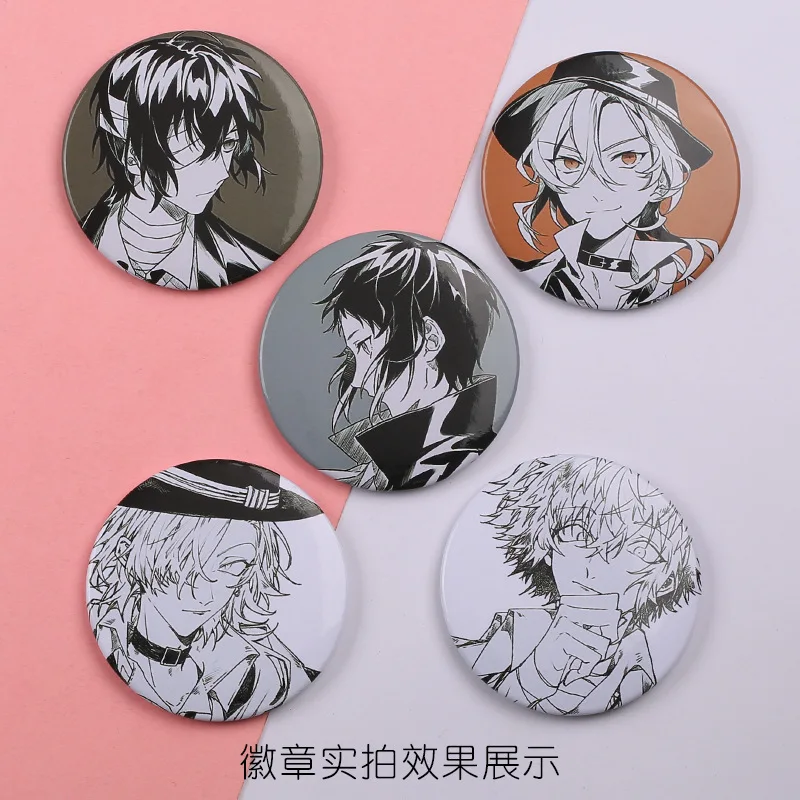 4/5 PCS Anime Badge Stray Dogs Dazai Osamu Cosplay Brooch Pin Cartoon Metal Badge For Backpack Clothes Jewelry Accessories