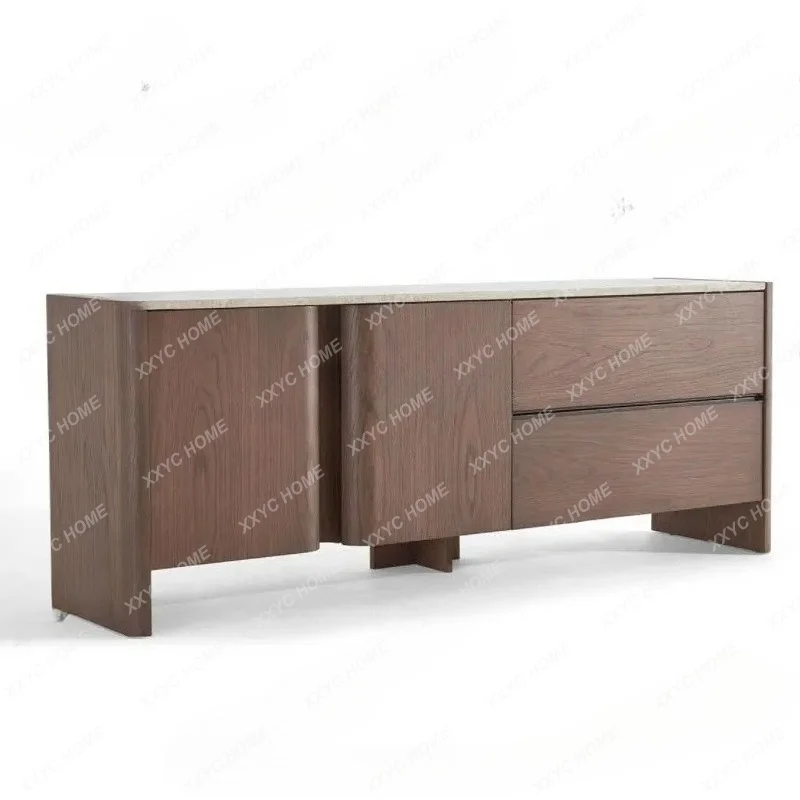 XXMedieval storage cabinet walnut minimalist style solid wood dining side cabinet living room storage porch cabinet