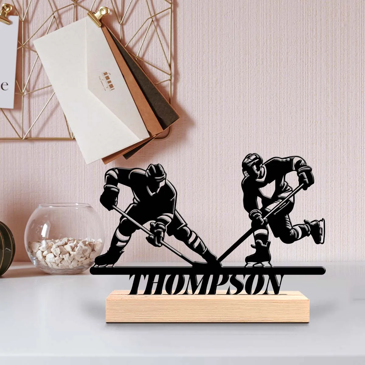 1pc Interesting Desktop Metal Statues Custom Name Equipped with Wooden Base Gifts and Metal Decorations for Family and Friends