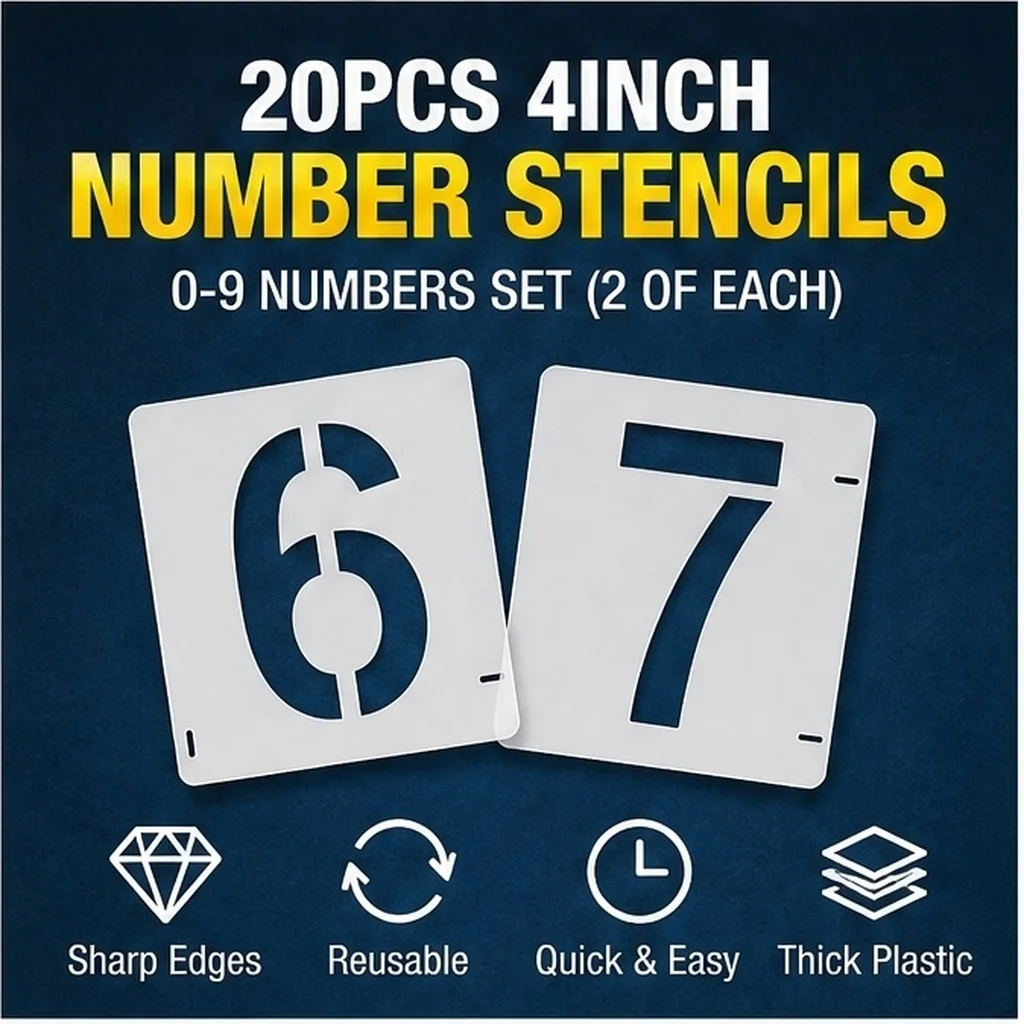 20pcs 4inch Number Stencil 0-9 Numeric Reusable Plastic Spray Paint Template for DIY Painting Mailbox House Art Craft  Projects