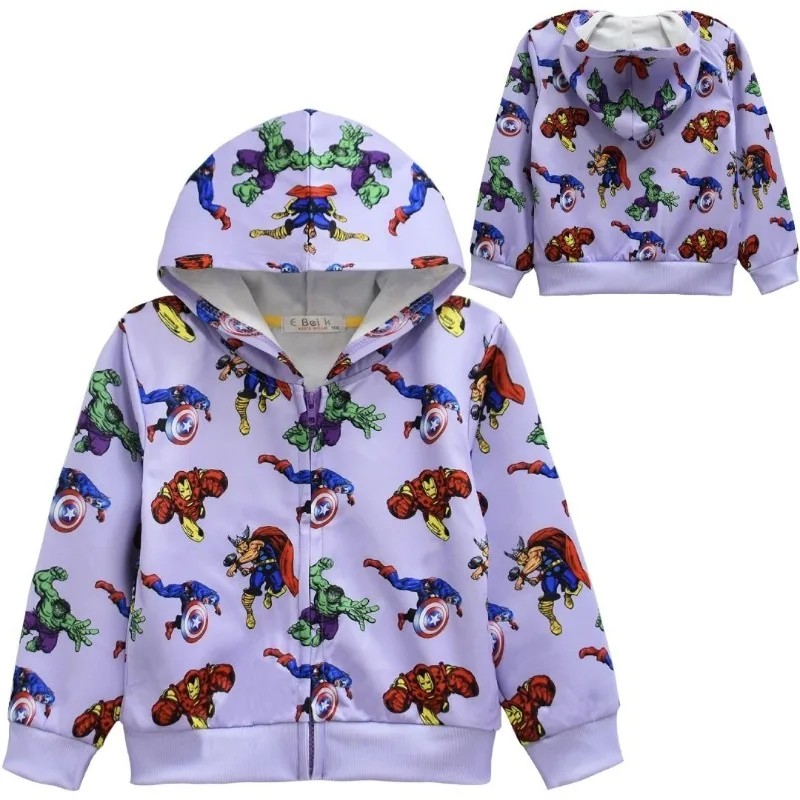 Marvel Iron Man Captain America Hulk kepribadian kreatif anime dicetak jaket longgar nyaman dengan hoodie mode baru