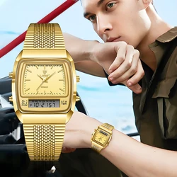 LIEBIG Luxury Dual Display Time Quartz Watches For Men Women Fashion Outdoor Sports Week Waterproof Digital Wristwatches Relojes
