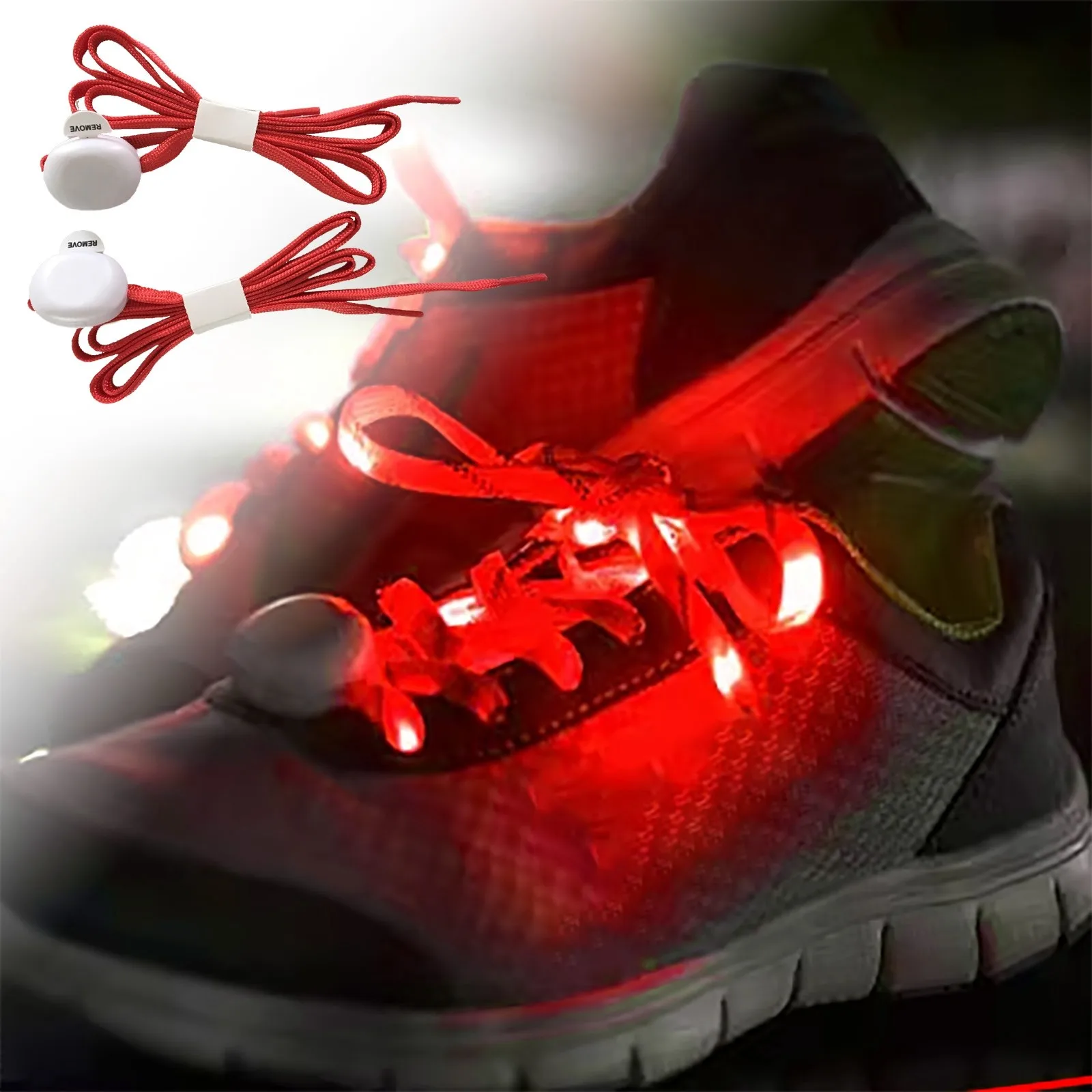 2pcs Sport Luminous Shoelaces Glow LED Shoe Strings Round Flash Light Shoelaces Batteries No Tie Lazy Shoe Laces Party Decor