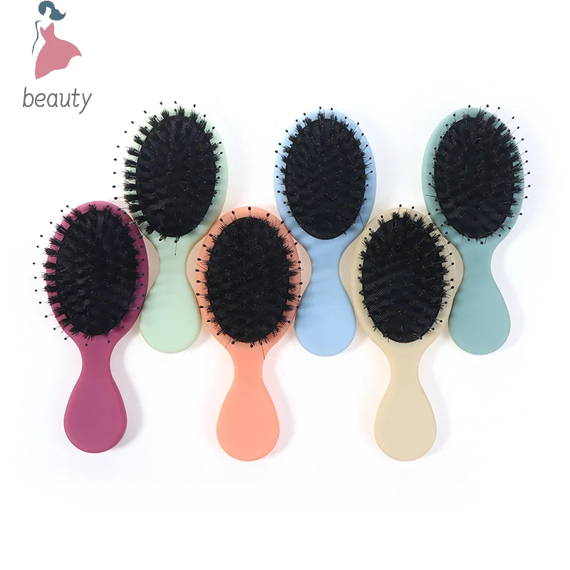 1PC Oval Boar Bristle & Nylon Hair Comb Mini Anti-static Hair Scalp Massage Comb Hairbrush Salon Hair Care Brush Styling Tool