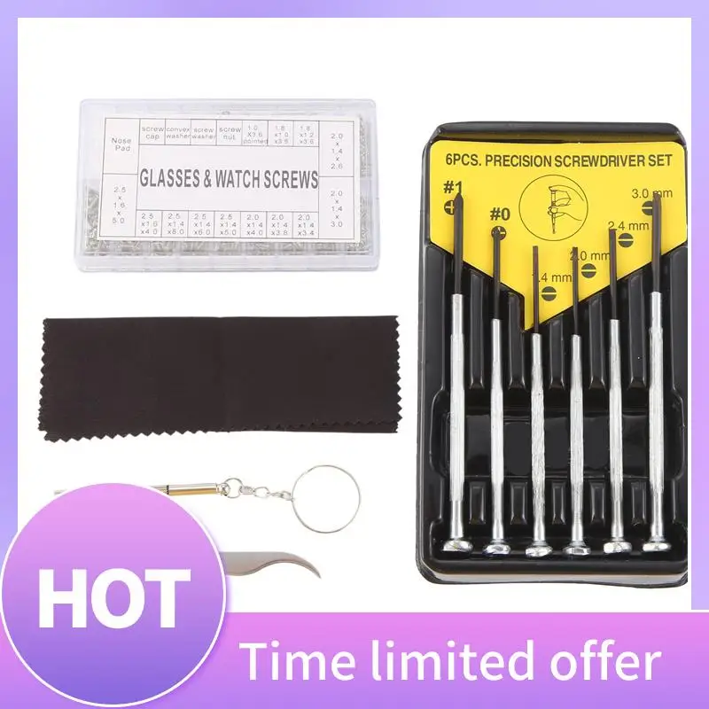 

B69C Eyeglass Repair Kit Sunglasses Repair Kit With Nose Pads Screws Screwdriver Tweezers For Watch Clock Spectacle Repair