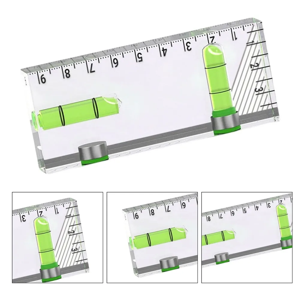 Portable Measuring Gauge Magnetic for acrylic Level Tools Large Bubble Vial Clear Engraved Scale Six Measuring Faces