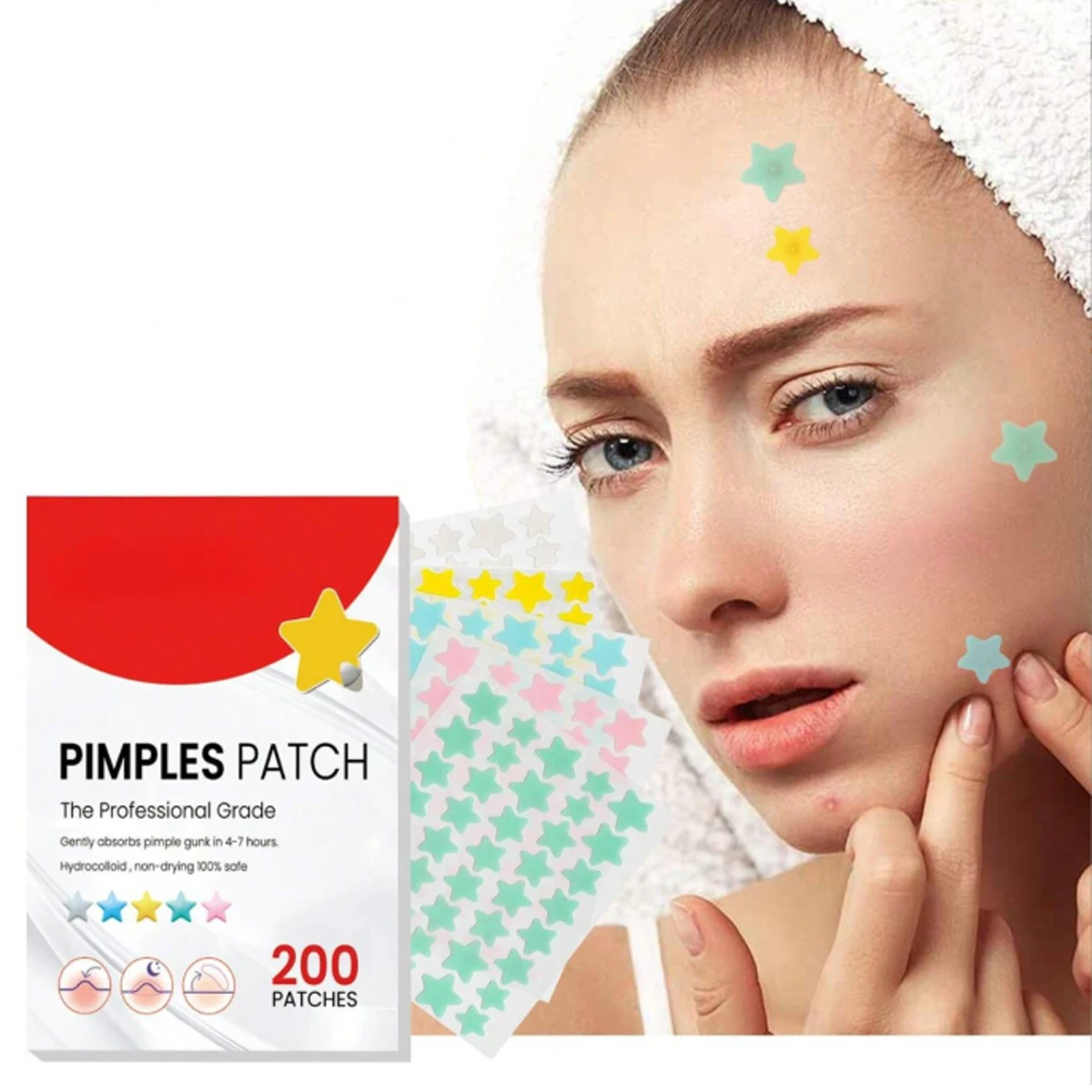 Patches para acne, 200/1000 peças, patch coloidal à base de água, patch para acne, cobrindo imperfeições faciais, ultrafino, invisível, adequado para 