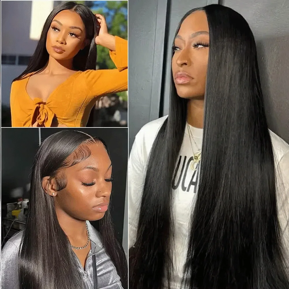 40 بوصة 200 الكثافة 13x4 13x6 360 5x5 HD العظام مستقيم الدانتيل الجبهة 100% خصلات الشعر المستعار الإنسان البرازيلي شعر مستعار أمامي قطعها للنساء #3