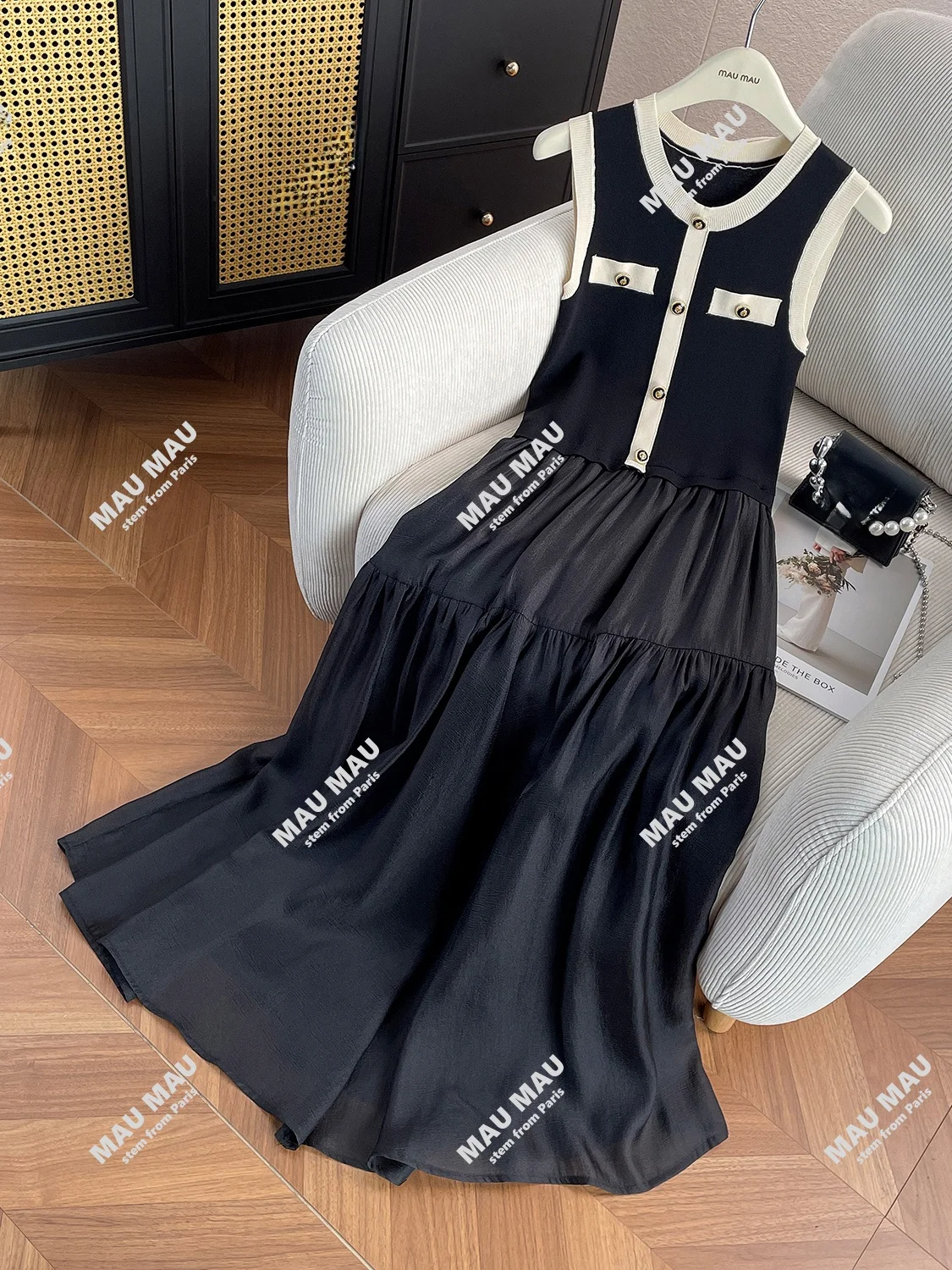 Высококачественный летний вязаный длинный жилет Dr, женский жилет Hepburn Sle, простой, с высокой талией, из полиэфирного волокна, длинный Dr