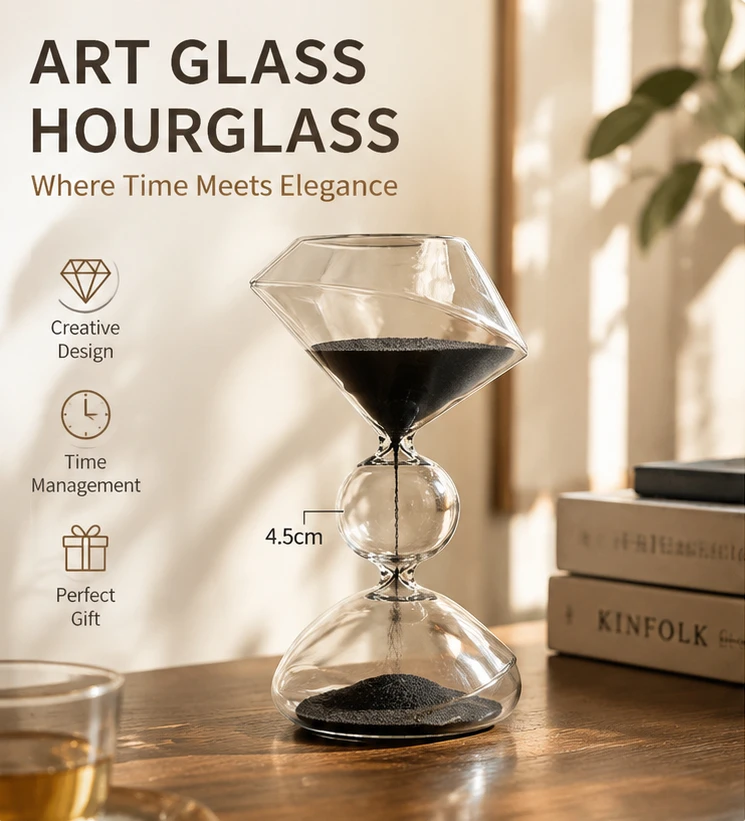 Modern Glass Hourglass Timer 3 Section Sand Clock Desktop Ornament Home Office Decor Creative Gift Alien Style Decoration