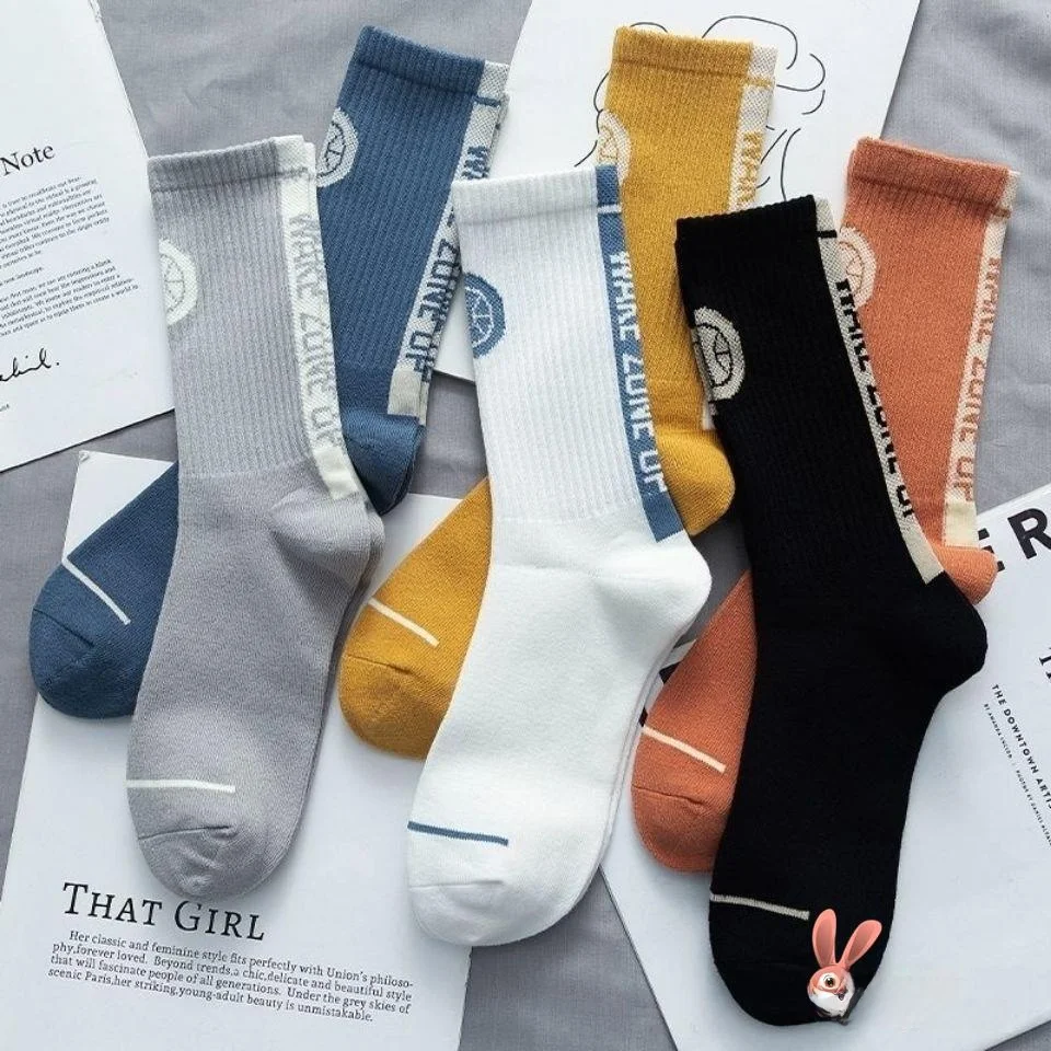 

Мужские спортивные носки средней длины для баскетбола, длинные, для колледжа, весенне-осенние, хлопковые, модные, для йоги и фитнеса, для фанатов спорта