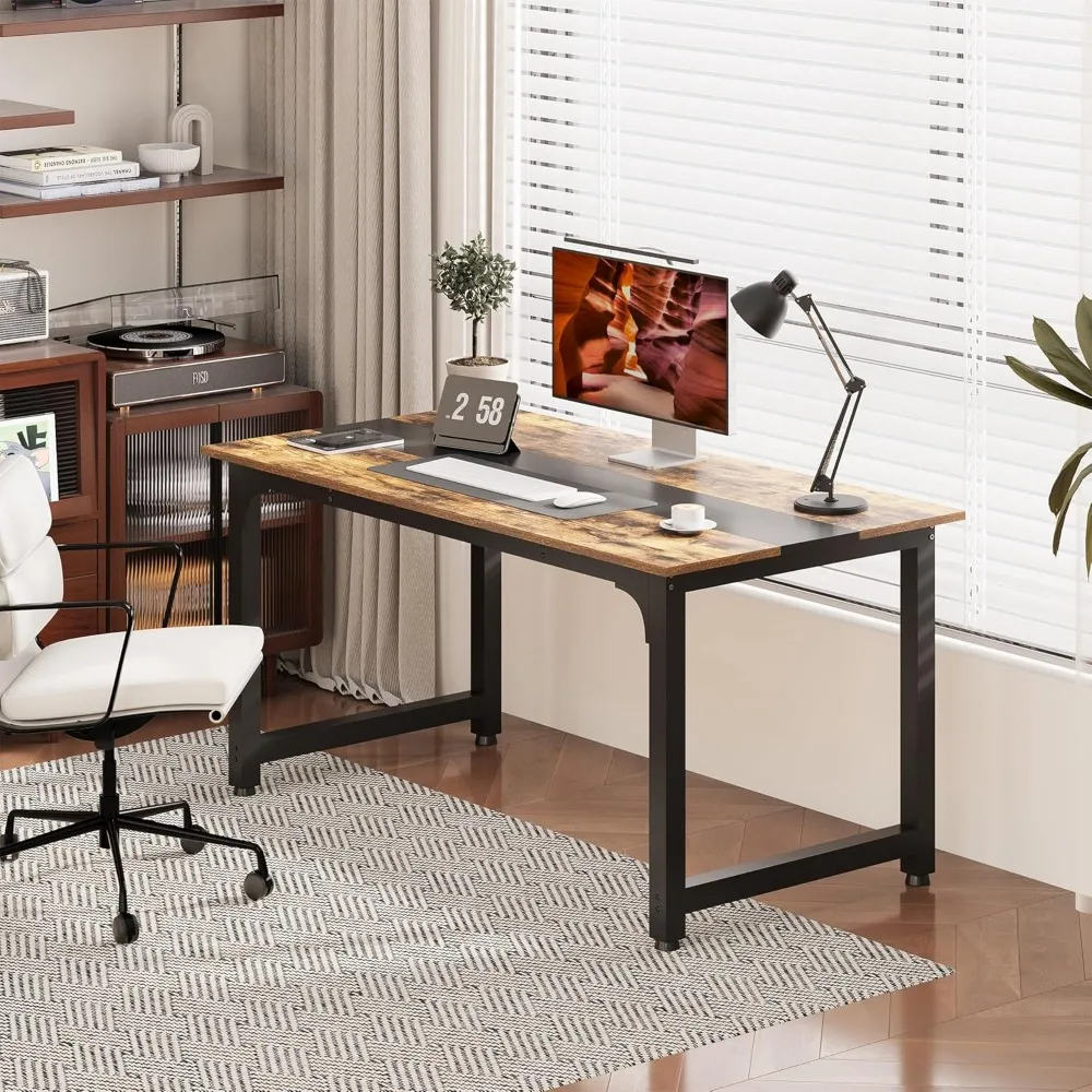 Modern Large Office Desk with Sturdy Frame, 59.84 x 31.5 Simple Workstation for Business and Home Office Use