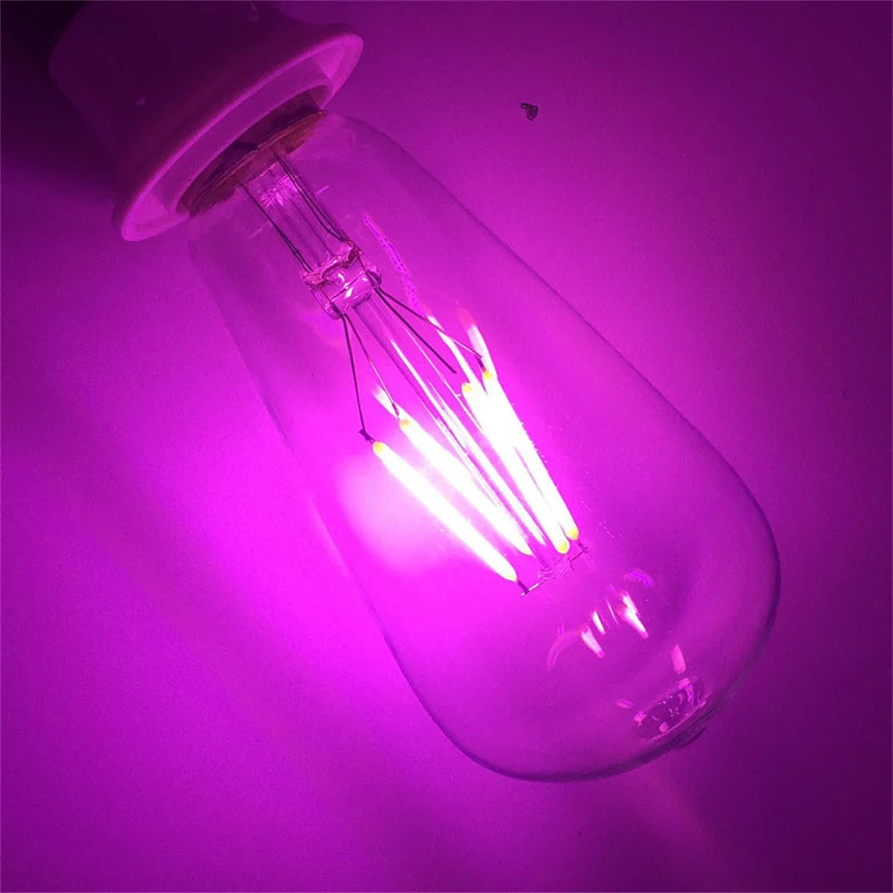 4pcs/lot pink blue Green Red Warm Color ST64 4W Led Filament Light COB Edison Retro Bulbs Dect for home bar Ampoule Lampara 220V