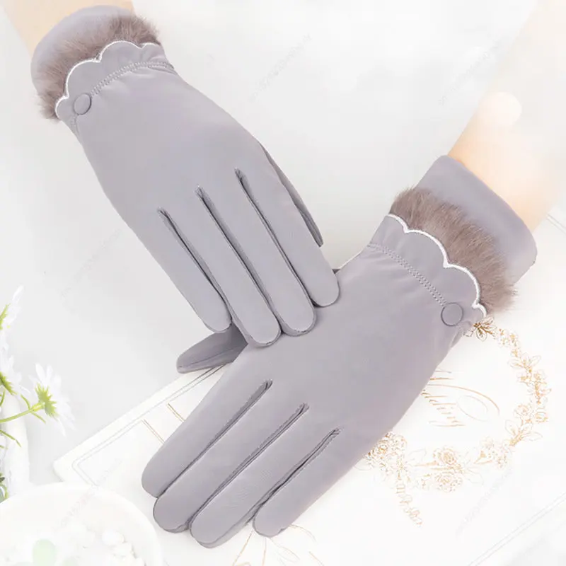 Youpin-Guantes cálidos de piel para mujer, manoplas de dedo completo para conducir, a prueba de viento, Hivers, Invierno