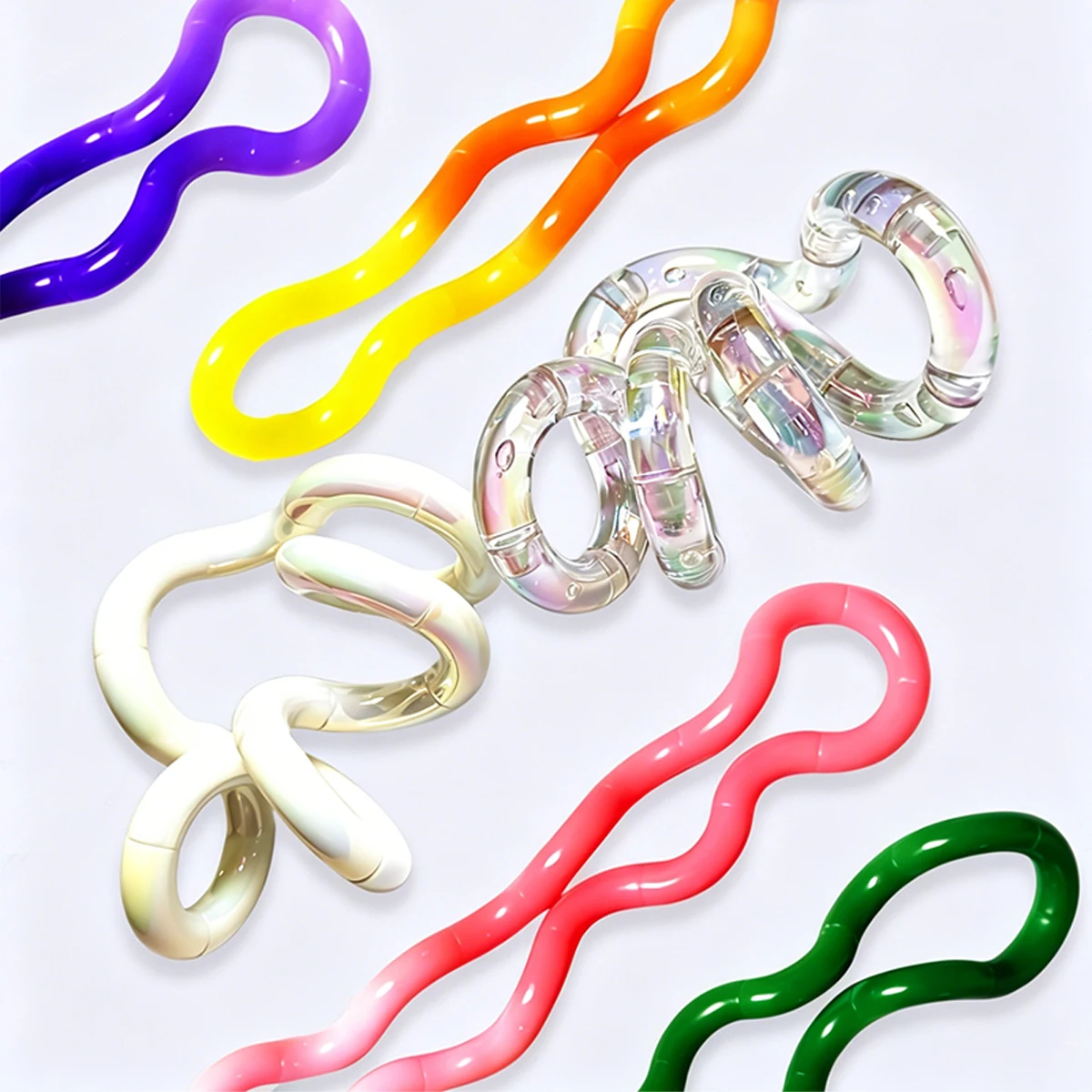 New Temperature Changing Deformable Rope Crystal Twist Rope Pressure Stress Relief Toys Rrainbow Color Deformation Rope ﻿