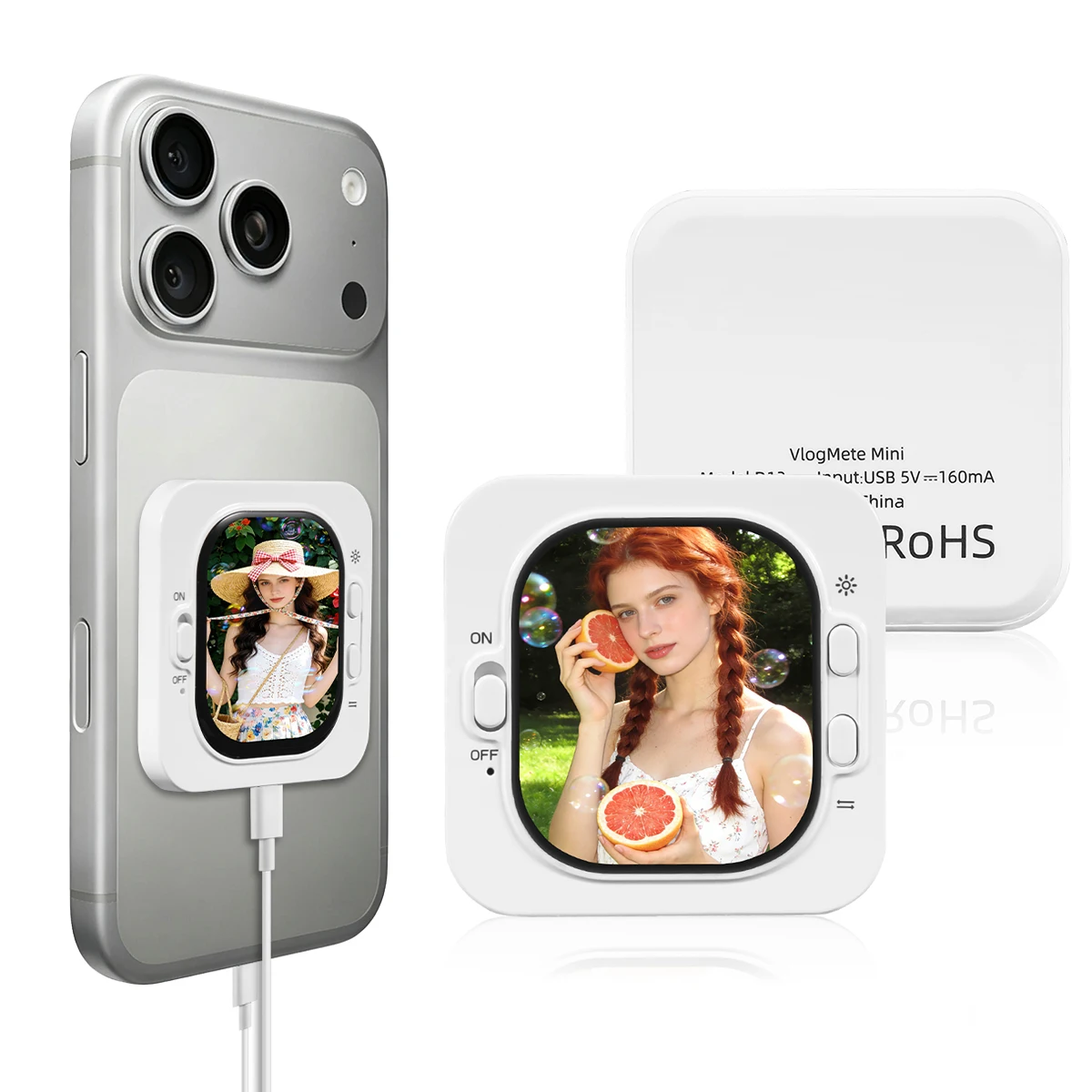 Telefone vlog selfie monitor tela suporte do telefone clipe de montagem câmera traseira selfies vlogging tela selfie ao vivo compatível para iphone