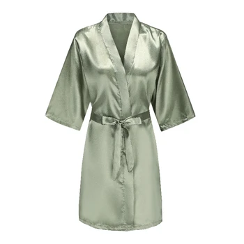 Grass Green Bridesmaid Satin Robe 6 Grass Green Women's White Letter Bride Bridesmaid Short Satin Robes for Wedding Party Getting Ready 6