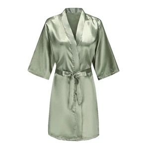 Short Satin Robes para Mulheres, Noiva e Madrinha, Grama verde e branco, Festa de Casamento, Prepare-se 10 principais vendas roupão de banho femenino - №9