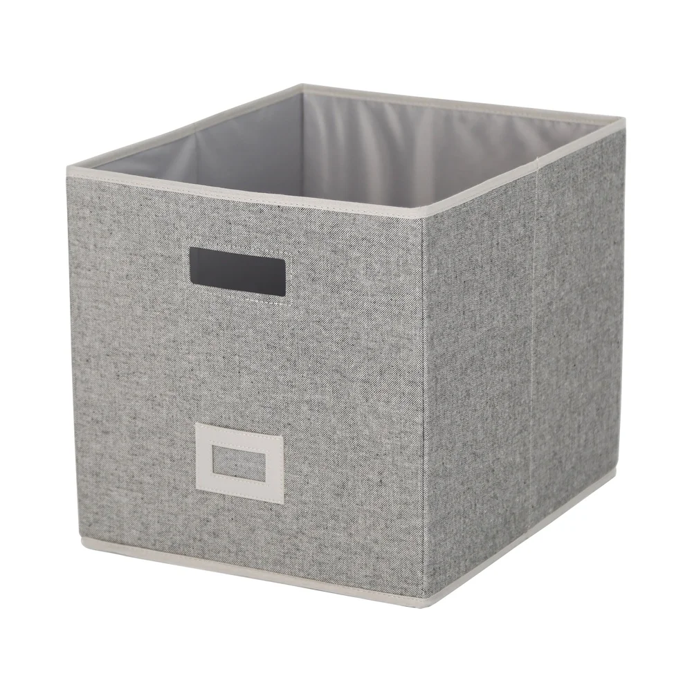 Durable Polyester Cotton Storage Bin Open Top Design with Cut-out Handle Office Living Room Bedroom Organization
