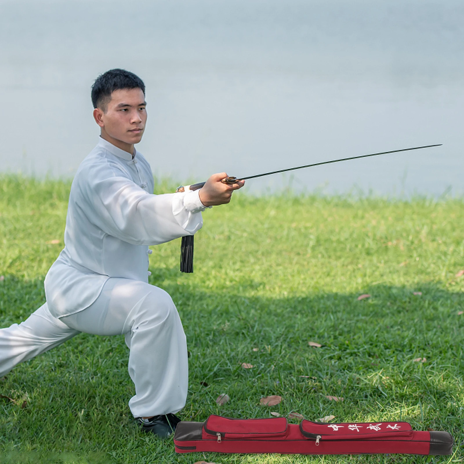 

90cm Red Single Layer Foldable Travel Carrying Case for Tai Chi Sword Bag Long Swords Storage Japanese Martial Arts