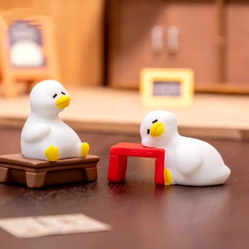 7PCS Miniature Duck Figurines Toys Animal Toys DIY Home Kawaii Room Decoration Cute Little Duck Ornament Figurines For Dollhouse
