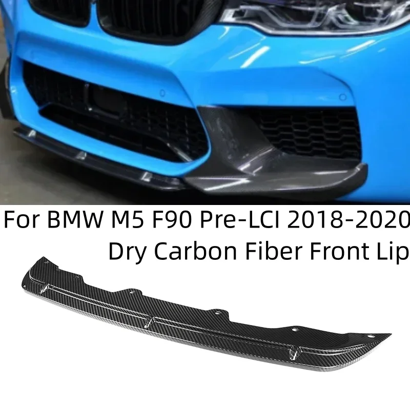 MP Style Real Dry Carbon Fiber Front Bumper Lip Spoiler Splitter For BMW F90 M5 Pre-LCI 2018 2019 2020